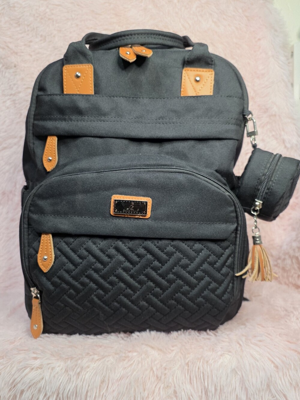 BabbleRoo Diaper Bag Backpack - Baby Essentials Travel Tote - Black